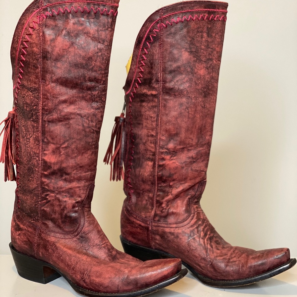Lucchese Fringe Zip Boot size 8 1/2